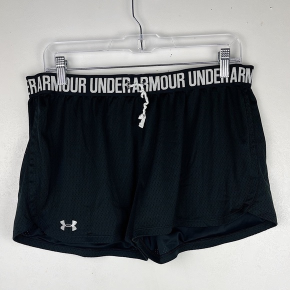 Under Armour Pants - Under Armour Play Mesh Shorts Black Athletic Activewear Large Run Gym Tie Waist